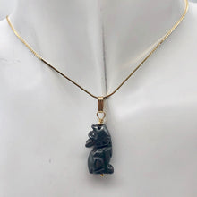 Load image into Gallery viewer, Semi Precious Stone Jewelry New Moon Wolf Pendant Necklace of Hematite/Gold - PremiumBead Primary Image 1
