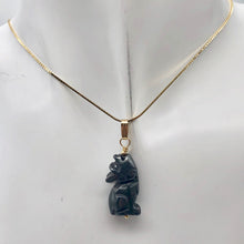 Load image into Gallery viewer, Hematite Wolf Pendant Necklace | Semi Precious Stone Jewelry | 14k Pendant - PremiumBead Primary Image 1
