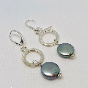 Perfect Moonrise Freshwater Pearl and Silver Circle Chain Earrings 309408 - PremiumBead Alternate Image 2