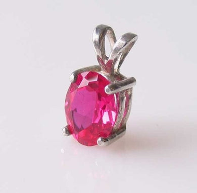 July! 8x6mm Oval Created Ruby & Silver Pendant 10148Gp1 - PremiumBead Primary Image 1