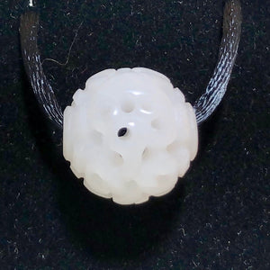 Intricately Carved White Jade 16mm Round Bead 10651 | 16mm | White - PremiumBead Primary Image 1