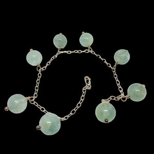 Blue/Green Aquamarine & Sterling Silver Bracelet 405213A