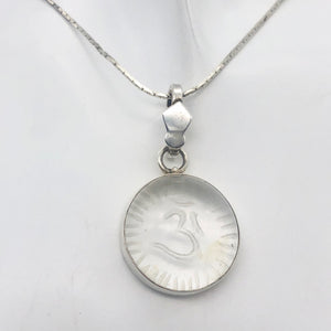 Om or Aum Quartz Sterling Silver Pendant Necklace | 21x10mm | 1 1/2" long | - PremiumBead Alternate Image 4