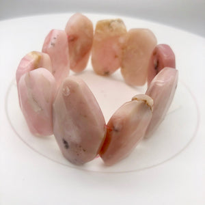 Pin Cushion Faceted Peruvian Opal Stretchy Bracelet | 7" | Pink | 9 beads | - PremiumBead Primary Image 1