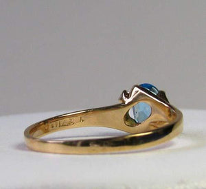 Blue topaz & White Diamonds Solid 14Kt Yellow Gold Solitaire Ring Size 8 9982Ae - PremiumBead Alternate Image 4