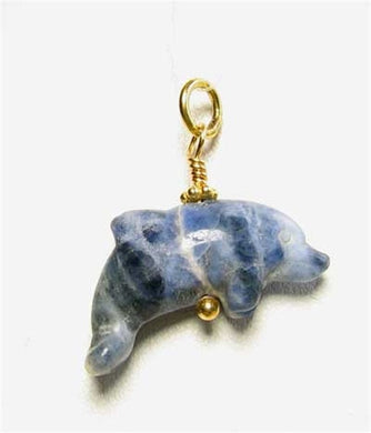 Jump! Blue Sodalite Dolphin 14Kgf Pendant 509262SDG2 - PremiumBead Primary Image 1