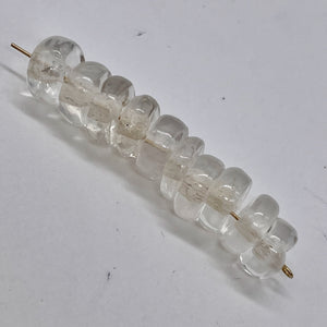 Quartz Crystal Polished Roundel Beads | 11x4mm | Clear | 10 Beads |