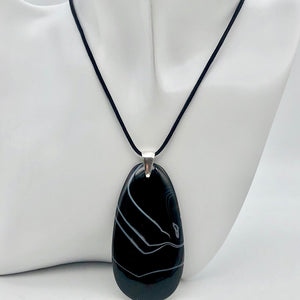 Stunning! Black and White Sardonyx & Silver Pendant - PremiumBead Alternate Image 3