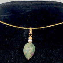 Load image into Gallery viewer, Rare Ruby Fuchsite and Pearl 14K Gold Filled Pendant | 18x12x5mm | 1 1/4&quot; Long |

