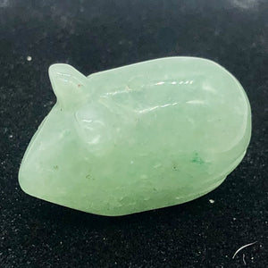 Aventurine Carved Mouse Figurine Worry Stone | 19x11x11 mm | Green