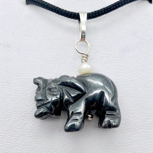Wild Hematite Elephant Sterling Silver Pendant | 21x16x8mm| Black | 1 5/8" long| - PremiumBead Primary Image 1