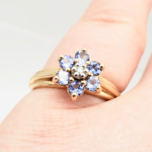 Load image into Gallery viewer, Tanzanite &amp; Diamond Solid 10Kt Yellow Gold Flower Ring Size 7 9982F - PremiumBead Alternate Image 7
