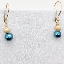 Load image into Gallery viewer, Sparkling Blue Freshwater Pearl and 14K Gf Drop/Dangle Earrings | 1 inch | - PremiumBead Alternate Image 6
