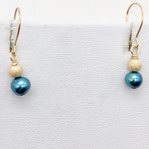 Sparkling Blue Freshwater Pearl and 14K Gf Drop/Dangle Earrings | 1 inch | - PremiumBead Alternate Image 6