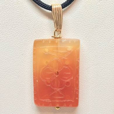 Hand Carved Carnelian Agate Flower & 14Kgf Pendant 506919CG - PremiumBead Primary Image 1