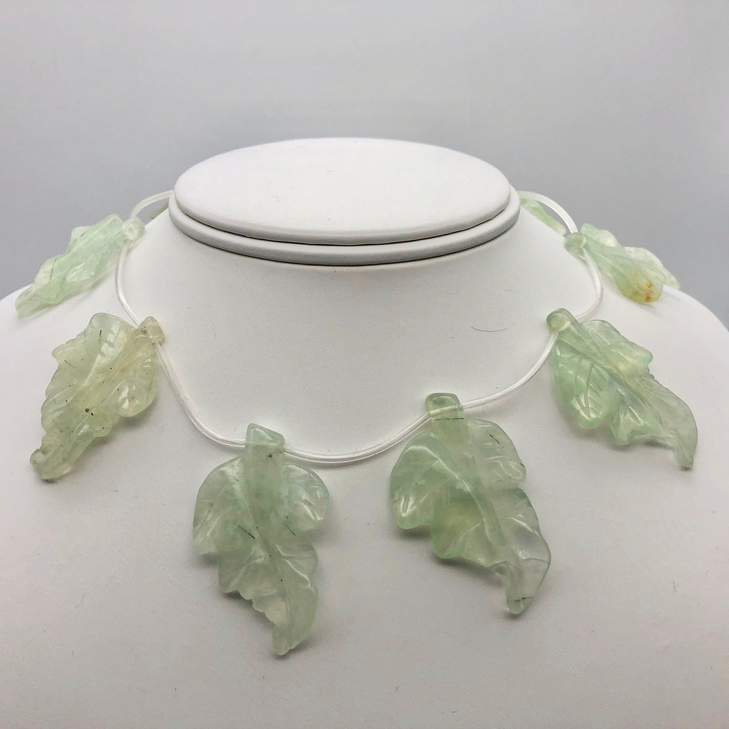 Carved Green Prehnite Leaf Briolette Bead Strand 109886D - PremiumBead Primary Image 1