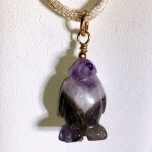 Load image into Gallery viewer, Amethyst Penguin Pendant Necklace | Semi Precious Stone Jewelry | 14k Pendant - PremiumBead Alternate Image 2
