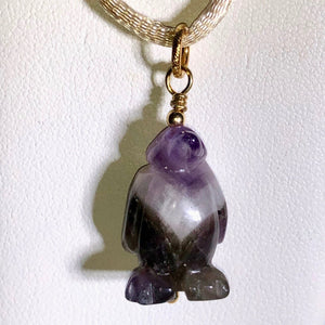 Amethyst Penguin Pendant Necklace | Semi Precious Stone Jewelry | 14k Pendant - PremiumBead Alternate Image 2
