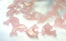 Load image into Gallery viewer, Jumping 2 Carved Rose Quartz Dolphin Beads | 25x11x8mm | Pink - PremiumBead Primary Image 1
