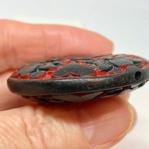 Carved Black Over Red Cinnabar Disc Bead 45mm 7042B | 45x12.5mm | Black/Red - PremiumBead Alternate Image 3
