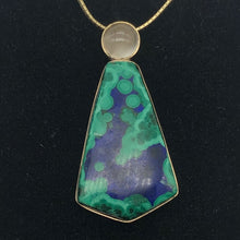 Load image into Gallery viewer, Natural Azurite Malachite 14K Gold Pendant with Moonstone - PremiumBead Alternate Image 10

