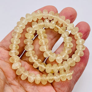 Rare Yellow Calcite Faceted Roundel Beads Strand | 10x5mm | 65 Beads |