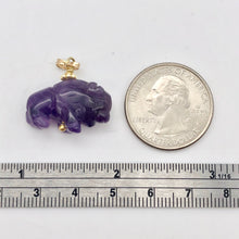 Load image into Gallery viewer, Amethyst Hand Carved Bison / Buffalo 14K Gold Filled 1&quot; Long Pendant 509277AMG - PremiumBead Alternate Image 6
