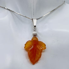 Load image into Gallery viewer, Carnelian Sterling Silver Carved Leaf | 1 3/4&quot; Long | Orange | 1 Pendant |
