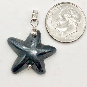 Hematite Starfish Pendant Necklace | Semi Precious Stone | Silver Pendant | - PremiumBead Alternate Image 6