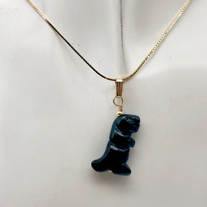 Black Obsidian T- Rex Pendant Necklace|Semi Precious Jewelry| 14k gf Pendant | - PremiumBead Alternate Image 3
