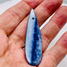 Load image into Gallery viewer, Kyanite 15.3g Teardrop Briolette Pendant Bead | 69x18x5mm | Blue Silver | 1 Bead

