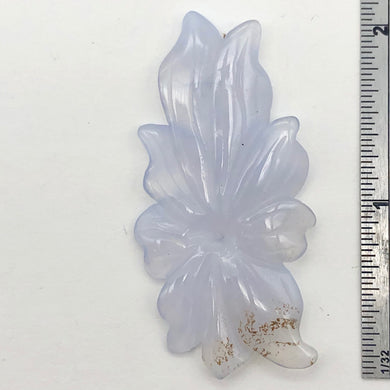 33.2cts Hand Carved Blue Chalcedony Flower Bead | 51x26x4mm | - PremiumBead Primary Image 1