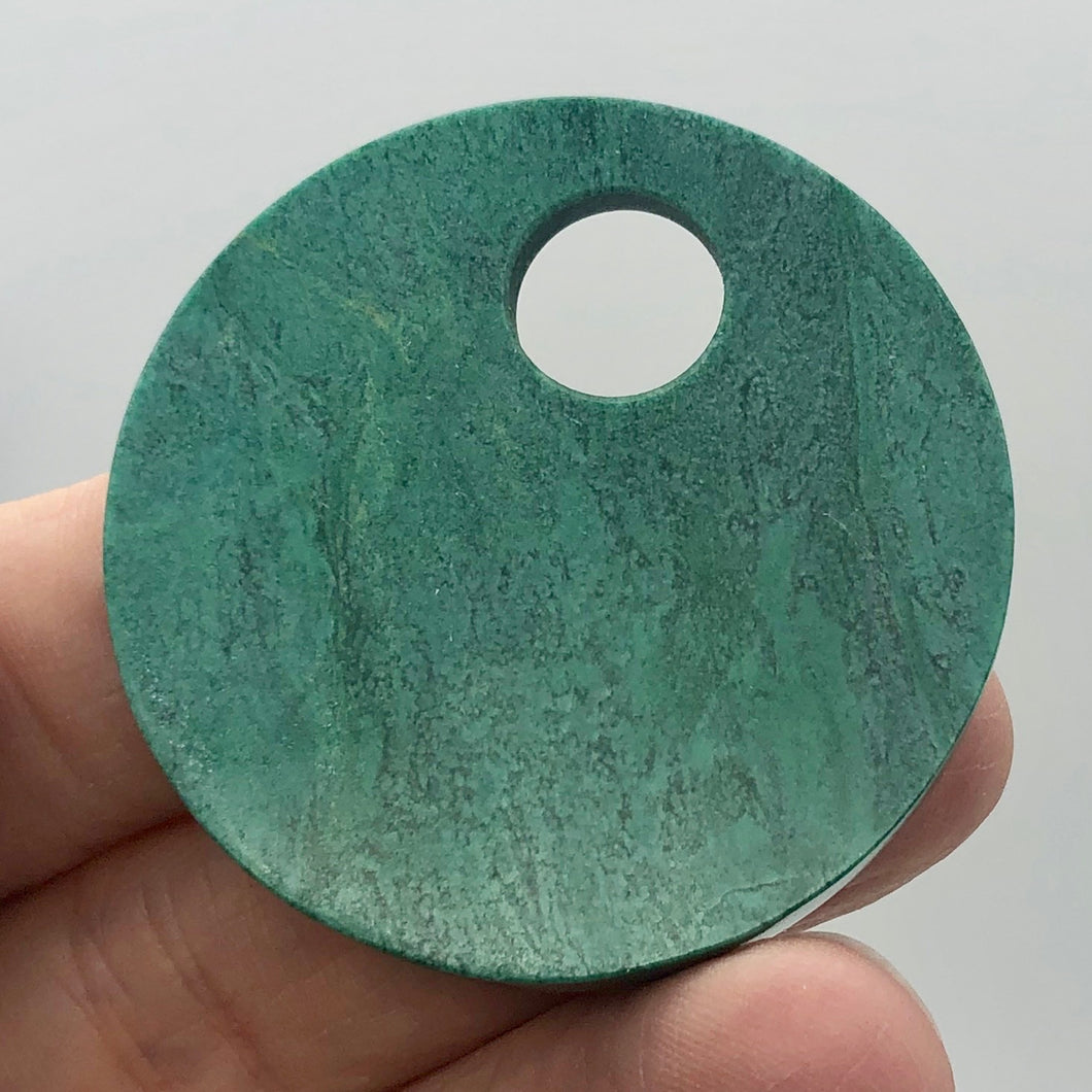 Green African Jade 50mm Pi Circle Pendant Bead - PremiumBead Primary Image 1