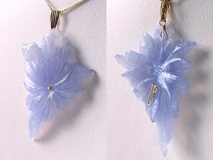 Blue Chalcedony Flower Pendant Necklace |SemiPrecious Jewelry | 14k Gold Pendant - PremiumBead Primary Image 1