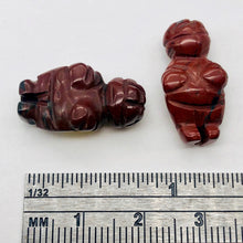 Load image into Gallery viewer, 2 Carved Brecciated Jasper Goddess of Willendorf Beads | 20x9x7mm | Red/Brown - PremiumBead Alternate Image 7
