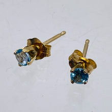 Load image into Gallery viewer, Blue Zircon 14K Gold 3mm Stud Round | 3mm | Blue | 1 Earrings
