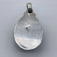 Load image into Gallery viewer, Turquoise Sterling Silver Native Oval Pendant | 1 3/4&quot; Long | Blue/Black | 1 |
