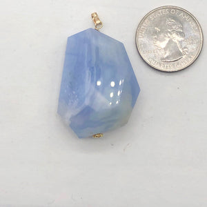 Blue Chalcedony 14K Gold Filled Faceted Crystal Pendant | 1 1/2" Long| Lavender|
