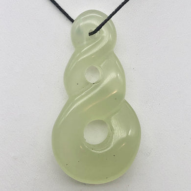 Carved Translucent Serpentine Infinity Pendant with Black Cord 10821V - PremiumBead Primary Image 1