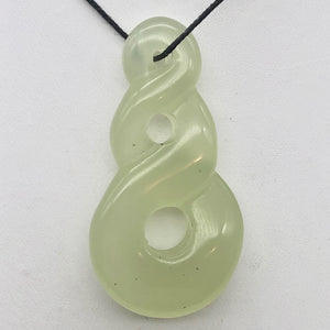 Carved Translucent Serpentine Infinity Pendant with Black Cord 10821V - PremiumBead Primary Image 1