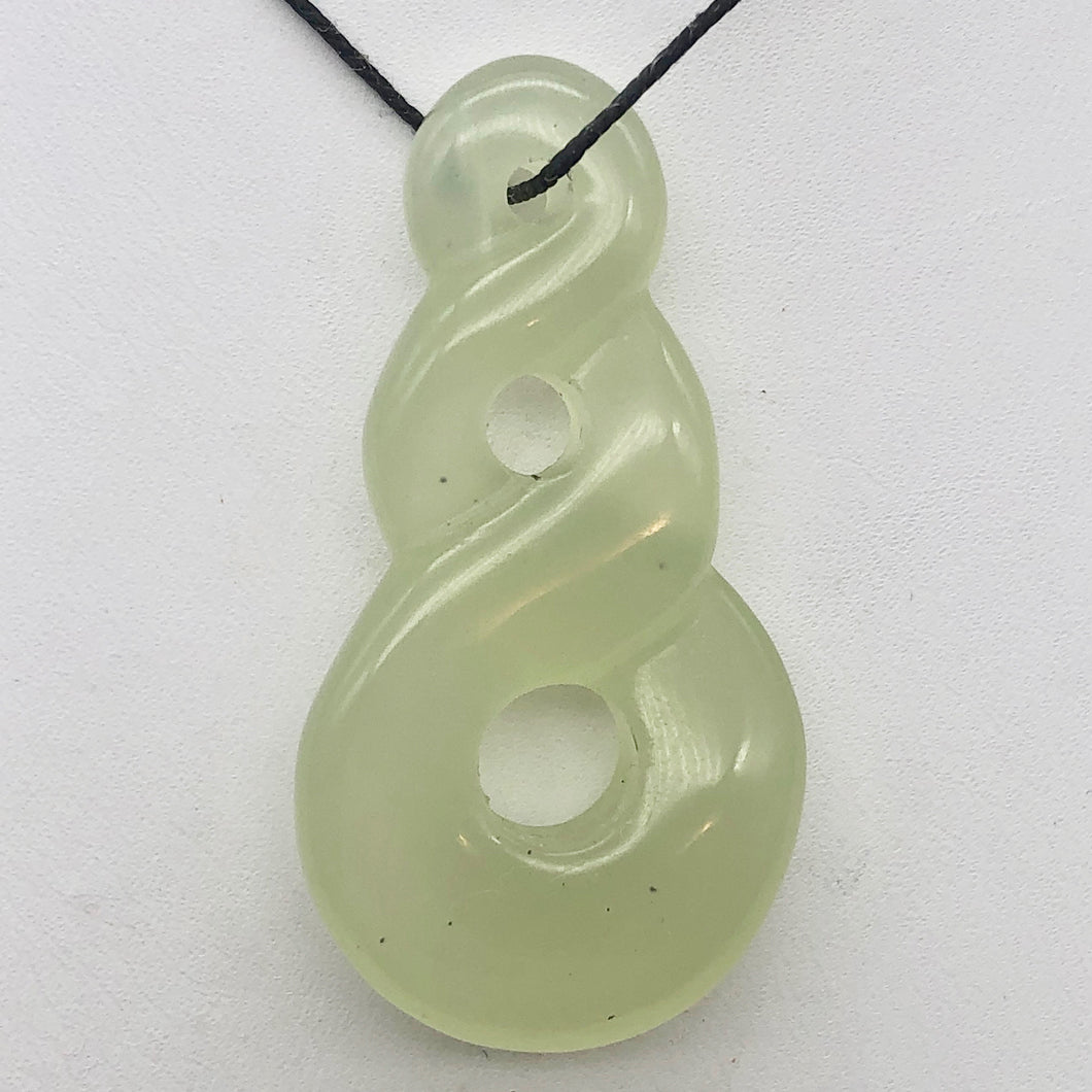 Carved Translucent Serpentine Infinity Pendant with Black Cord 10821V - PremiumBead Primary Image 1