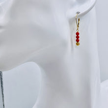Load image into Gallery viewer, AAA Natural Ox Blood Red Coral Solid 14K Gold Earrings 302904C
