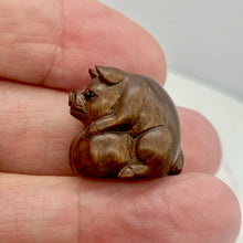 Load image into Gallery viewer, Intricately Carved Mom Pig Teak Ojime Netsuke Bead - PremiumBead Primary Image 1
