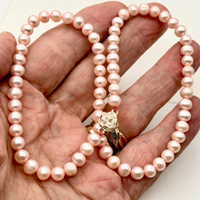 Load image into Gallery viewer, Perfect Peach 6mm Freshwater Pearl and Silver 16.5 inch Necklace
