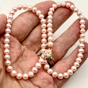 Perfect Peach 6mm Freshwater Pearl and Silver 16.5 inch Necklace