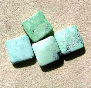 4 Beads of Mojito Mint Green Turquoise Square Coin Beads 7412F - PremiumBead Primary Image 1