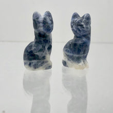 Load image into Gallery viewer, Adorable! 2 Sodalite Sitting Carved Cat Beads | 21x14x10mm | Blue white
