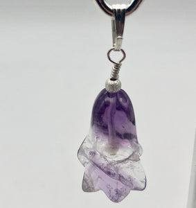 Lily! Natural Hand Carved Amethyst Flower Sterling Silver Pendant - PremiumBead Alternate Image 4