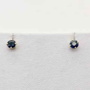 Blue Sapphire 14K Gold Earrings | 5mm | Blue | Stud | - PremiumBead Alternate Image 6