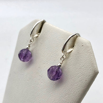 Royal Natural Untreated Faceted Amethyst Solid Sterling Silver Earrings 310453B - PremiumBead Primary Image 1